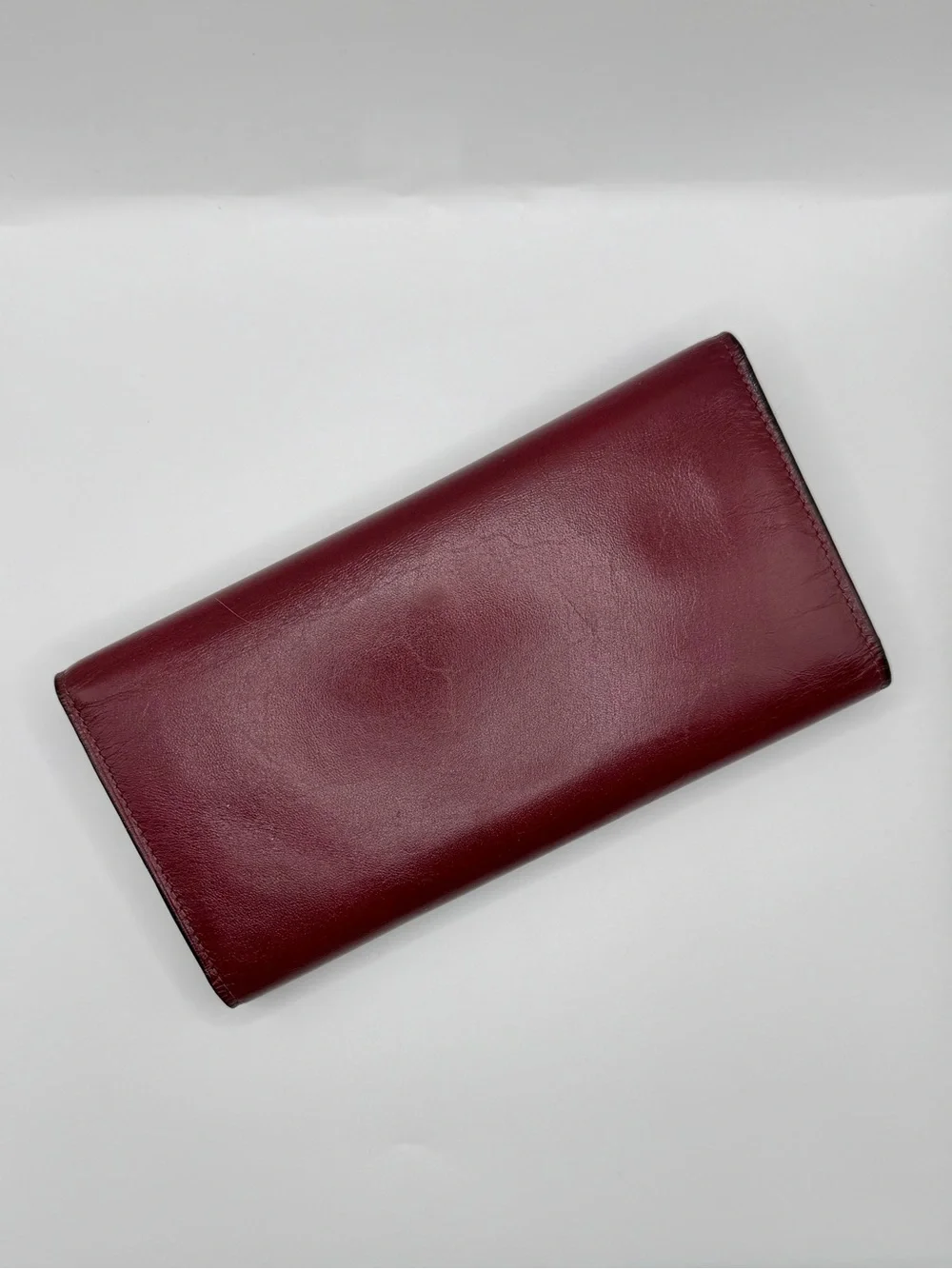 Vintage Paco Rabanne Paris Burgundy Leather Envelope Wallet NIB